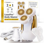 Groomie Hers LuxePro Electric Body Shaver for Women – Women's Rotary Shaver, Razors for Women Sensitive Skin, Wet/Dry Cordless Rechargeable Hair Remover for Legs, Head, Arms & Underarms