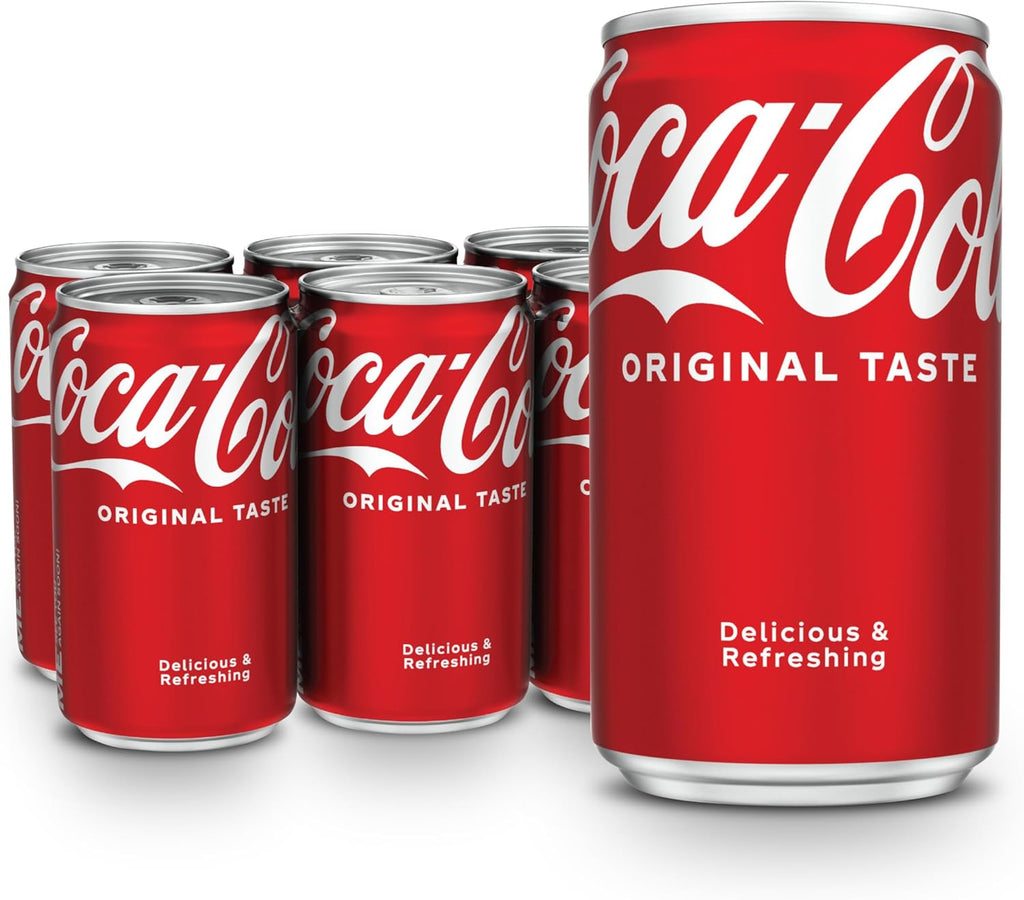 Coca-Cola Soda Soft Drinks, 7.5 fl oz, 6 Pack - Classic Cola Soft Drink, Mini Soda Cans