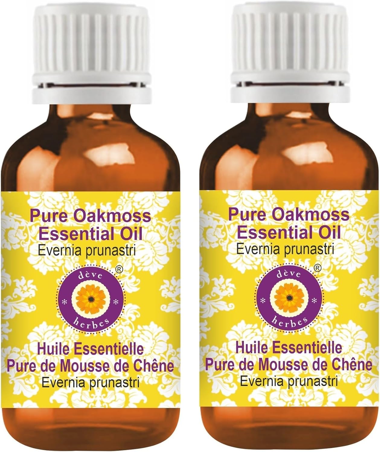 dève herbes Pure Oakmoss Essential Oil (Evernia prunastri) 100% Therapeutic Grade Steam Distilled for Personal Care (Pack of Two) 100ml X 2 (6.76 oz)