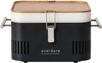 Everdure CUBE Portable Charcoal Grill, Tabletop BBQ, Perfect Tailgate, Beach, Patio, or Camping Grill, Lightweight & Compact Small Grill with Preparation Board & Food Storage Tray, Graphite