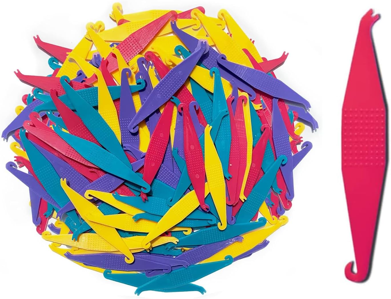 OBTANIM 50 Pcs Colorful Disposable Plastic Braces Elastic Rubber Bands Placers Tool for Braces Dental Orthodontic