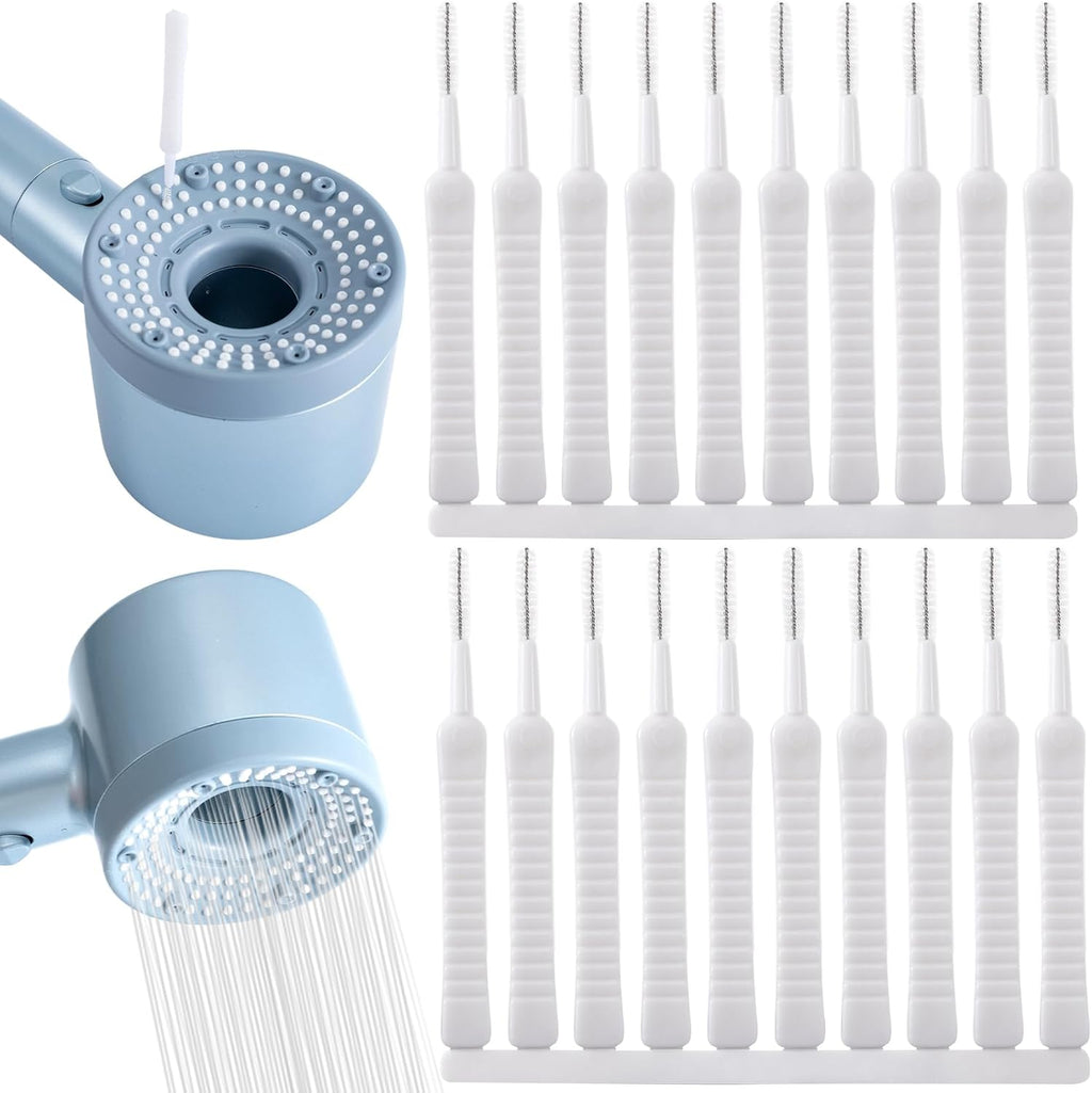 20pcs Shower Head Cleaning Brushes, Cleaning Bathing Nozzle Cleaners Picks, Anti-Clogging Showerhead Tools Accessories for Bathroom Small Hole Gaps- White