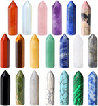 QINJIEJIE 20 PCS Healing Crystals Stones Sets Wands Bulk Natural Pocket Amethyst Crystal Rose Quartz Assorted Pointed Reiki Gemstones Polished Energy Meditation Chakra Mother's Day Gifts for Women