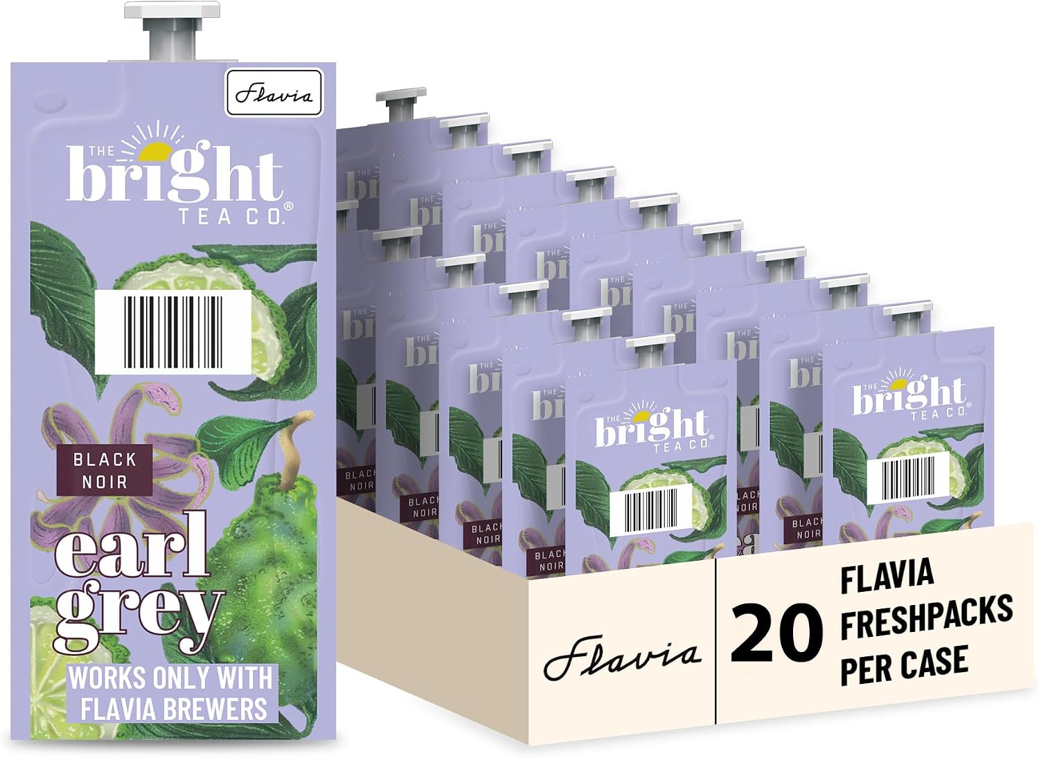 THE BRIGHT TEA CO., Earl Grey Tea Freshpacks for MARS DRINKS FLAVIA Brewer, 20 Packets