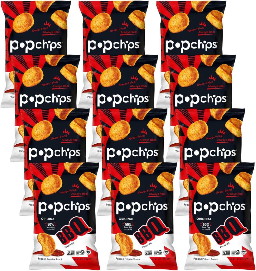 POPCHIPS, Potato Chip, Bbq, Pack of 12, Size 5 OZ, (Gluten Free)