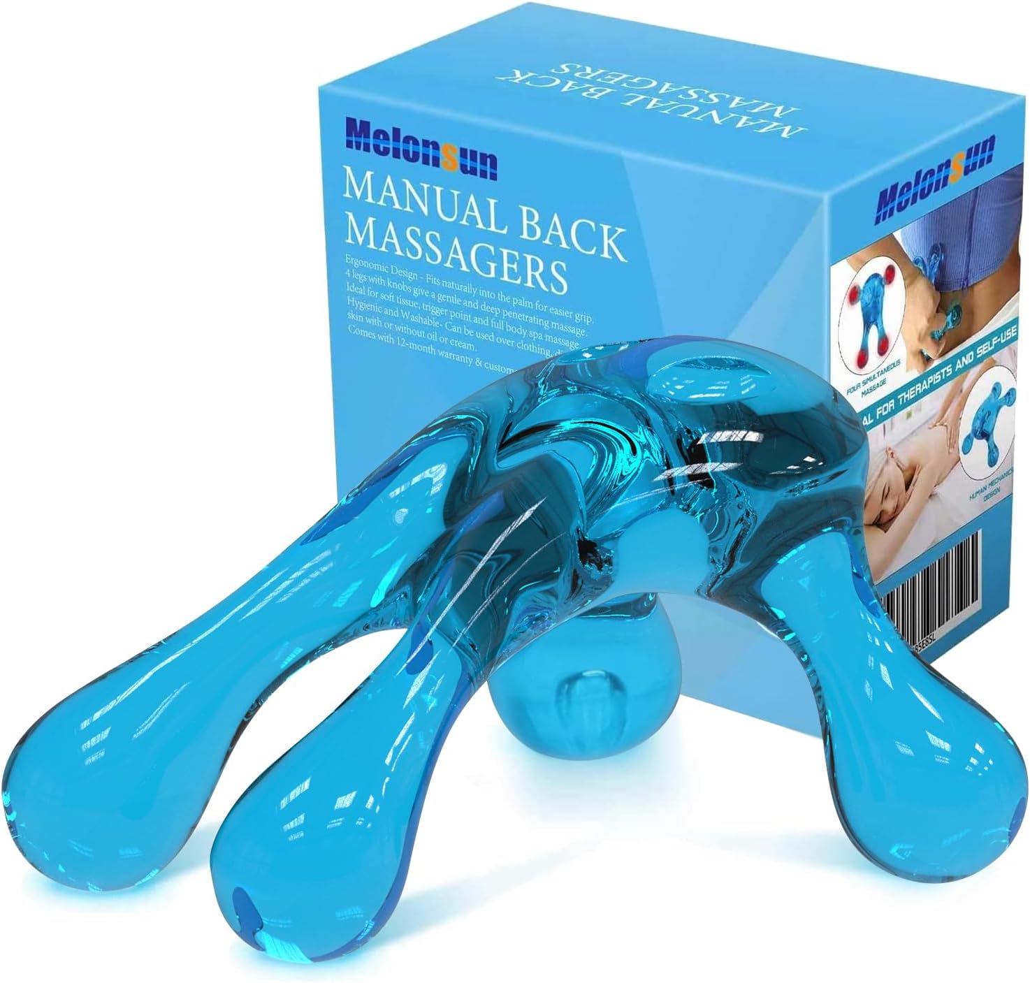 Melonsun Palm Massage Tool - Easier Grip Four-Point Massage Tool, Handheld Trigger Point Deep Tissue Massage Tool for Neck & Back, Full-Body Massage Knob Tool for Pain Relief