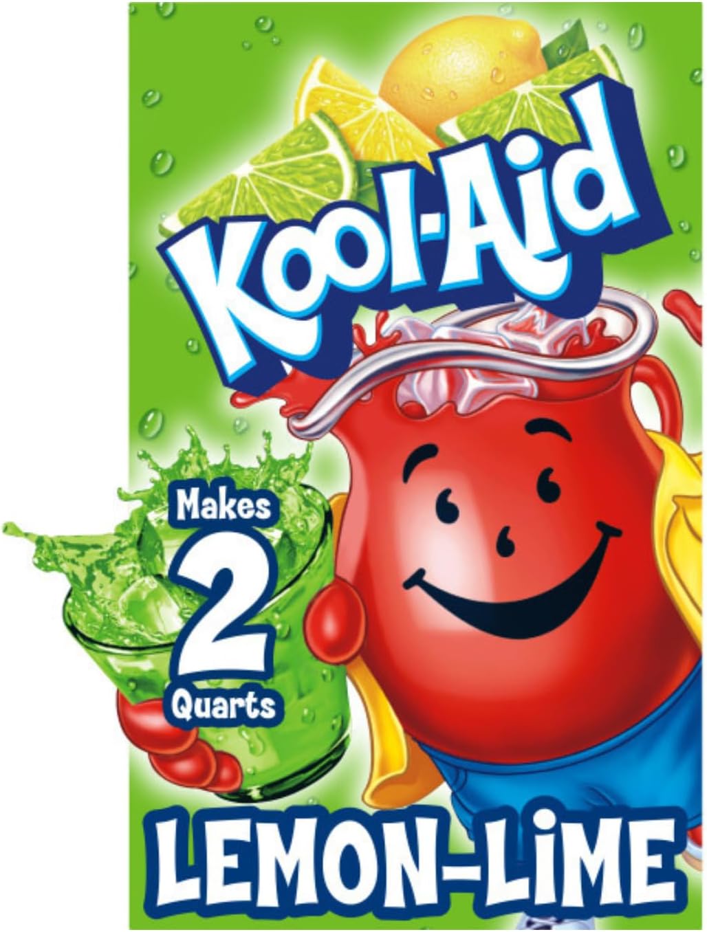 Kool-Aid Unsweetened Lemon Lime Artificially Flavored Powdered Soft Drink Mix, 0.13 oz Packet (Pack of 48)