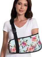 Print Arm Sling for Broken Arm, Torn Rotator Cuff, Shoulder, Elbow, Wrist Injury Support Brace for Women (Blue Rose, One Size)