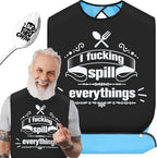 FreeNFond Funny Adult Bibs for Men Women Elderly Eating Clothing Protectors with Crumb Catcher and Coffee Spoon Gag Gifts (Spill)