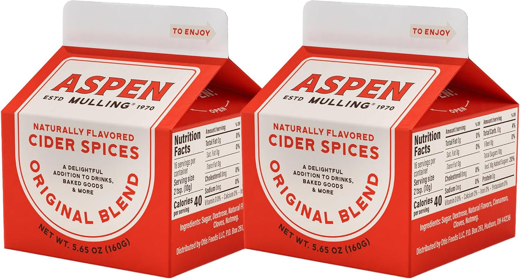Aspen Mulling Cider Spices Original Blend. Cinnamon, Nutmeg, & Clove. Holiday Mulling Spice Mix for Spiced Cider, Mulled Red Wine, & Festive Winter Beverage Mix. 5.65 oz. (Pack of 2)