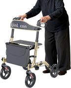 Rollator Walkers for Seniors Folding Rollator Walkers with Seat and Four 8 inch Wheels Medical Rollator Walker with Comfort Handles and Thick Backrest Aluminium Frame,Champagne