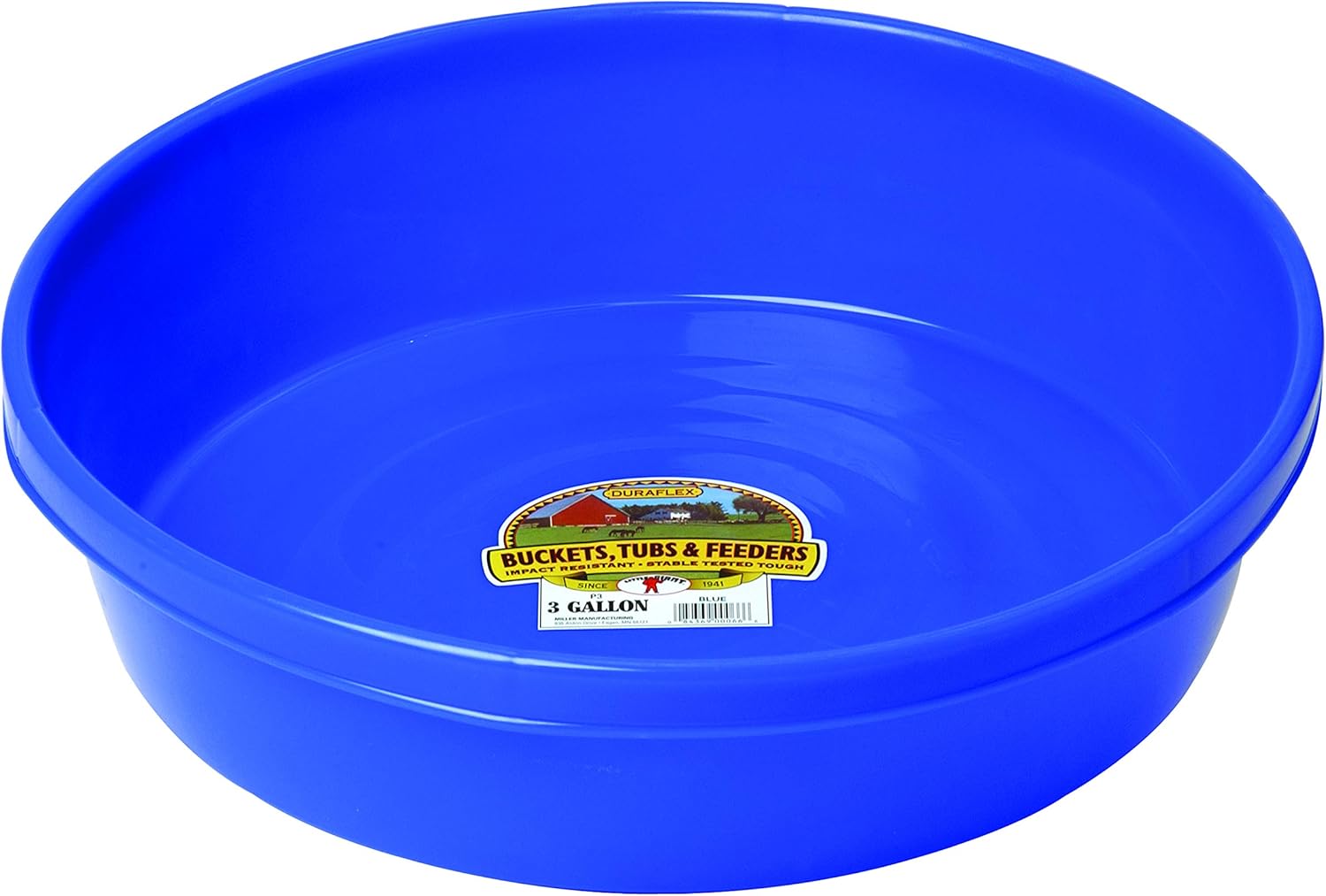 Little Giant® Plastic Utility Pan | Feed Pan | Durable & Versatile Livestock Feeding Bucket | Made in USA | 3 Gallon | Blue
