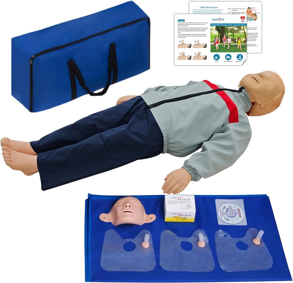 JNMFTD Children CPR Manikins Dummy Training Kit，Full Body CPR First Aid Training Simulator Mannequin Professional Medical Accessories for Classroom or Research Centers Nursing Practice Patient Care