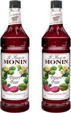 Monin - Desert Pear Syrup, Bold Flavor of Prickly Pear Cactus, Natural Flavors, Great for Iced Teas, Lemonades, Cocktails, Mocktails, and Sodas, Non-GMO, Gluten-Free (1 Liter, 2-Pack)