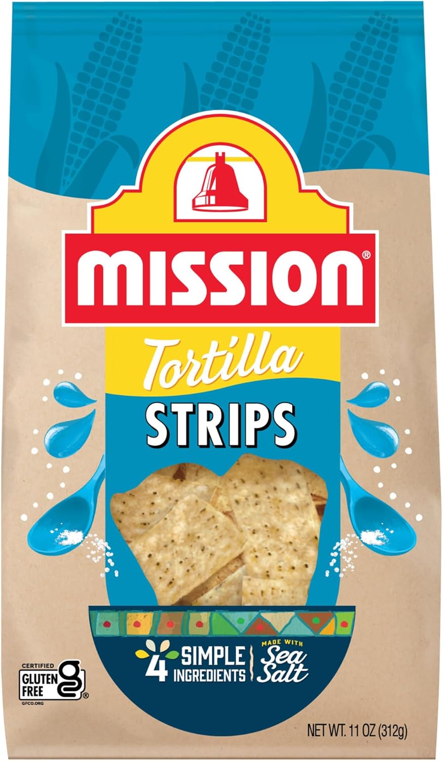 Mission Strips White Corn Tortilla Chips, 11 Ounce Bag