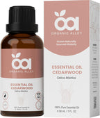 Cedarwood Essential Oil by Organic Alley | 100% Pure, Undiluted and Natural Cedrus Atlantica Oil | Use for Skin, Hair, Stress, Body Balance, Relaxation & Diffusers, (1 Fl Oz)