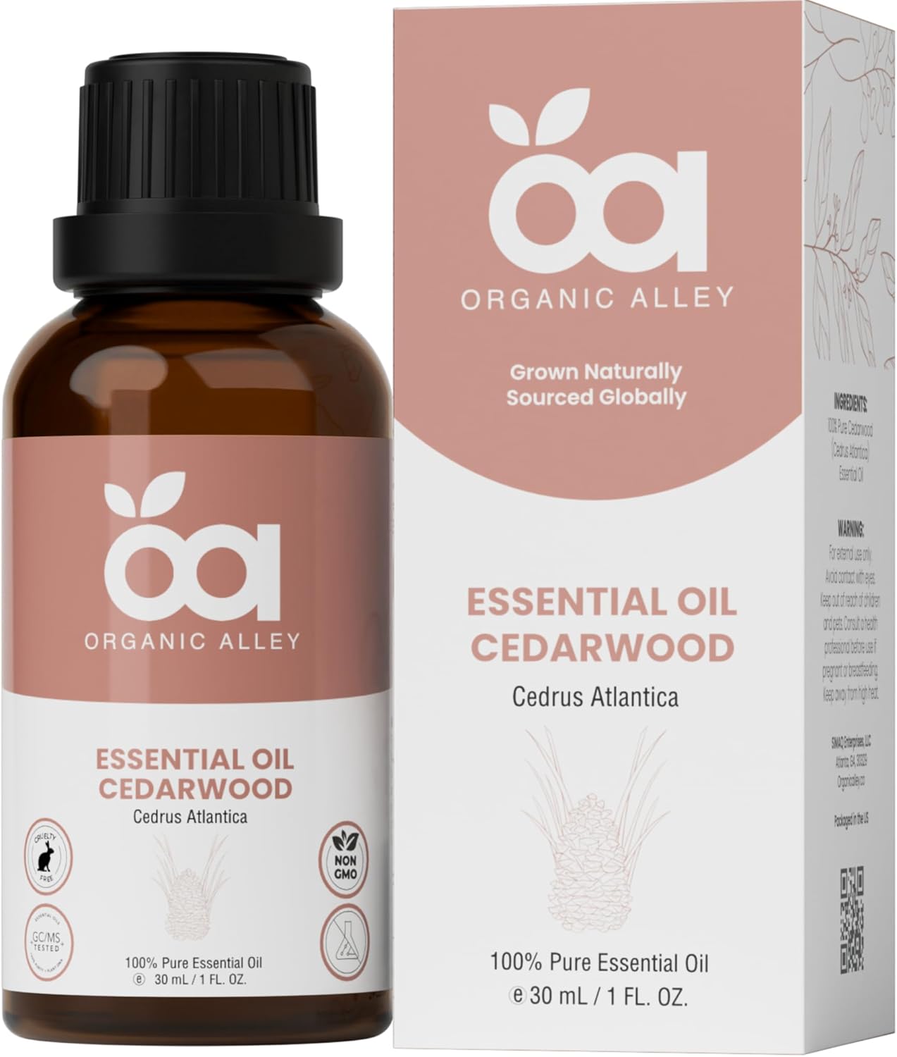Cedarwood Essential Oil by Organic Alley | 100% Pure, Undiluted and Natural Cedrus Atlantica Oil | Use for Skin, Hair, Stress, Body Balance, Relaxation & Diffusers, (1 Fl Oz)
