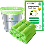 Biodegradable Bin Bags Liner 120 Counts, 10L Food Waste Bags Trash Bag Small, 10 Litre Compostable Compost Caddy Liners, Recycled Degradable Rubbish Garbage Bag for Kitchen Office, Green. 45 x 50cm