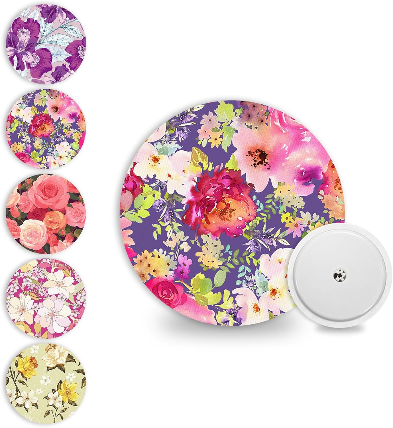 20Pcs Libre 2 Plus Sensor Covers Waterproof & Sweatproof, Latex-Free Lasting Up to 15 Days, Flexible Adhesive CGM Tape No Hole, 5 Flower Patterns Libre 2 Patches Hypoallergenic & Latex-Free