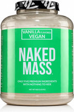 NAKED Vegan Mass - Vanilla Vegan Weight Gainer - 1,230 Calories, NSF Certified, Non-GMO, Soy & Gluten Free, No Artificial Ingredients - 8LB Bulk - 11 Servings
