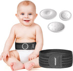 VELPEAU Umbilical Hernia Belt Baby Newborn -with 3 Different Shaped Compression Pads, Belly Button Navel Band Wrap Truss Abdominal Binder Support for Infant, Children, Toddler, Kids, Black One Size < 20"
