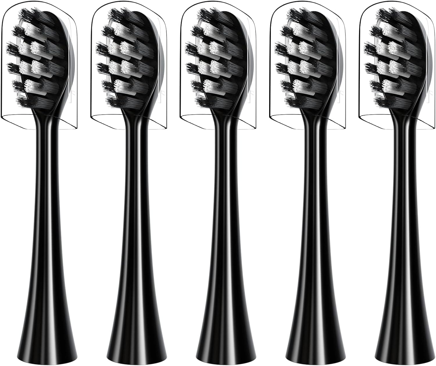 Replacement Toothbrush Heads Compatible with Gleem Electric Toothbrush, W Shape Design Planted with Nylon Bristle (Black)