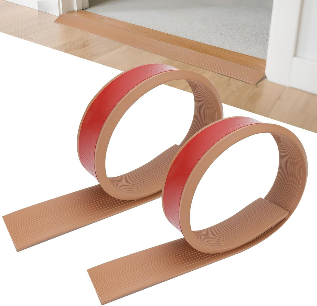 Threshold Ramps for Doorways 2PCS Self-Adhesive Rubber Ramps for Door Wheelchair Stroller Scooter Bathroom Reducer Ramp 2.76" Wide x 3 ft Long