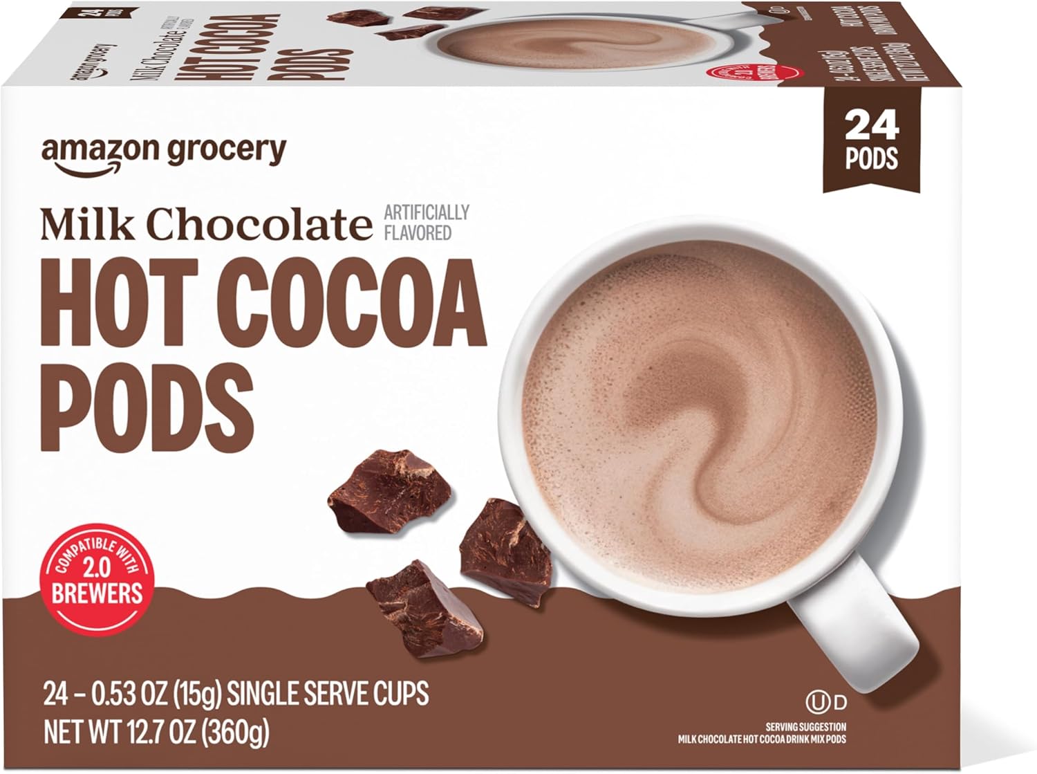 Happy Belly Hot Cocoa Pods, Milk Chocolate, 24 Count