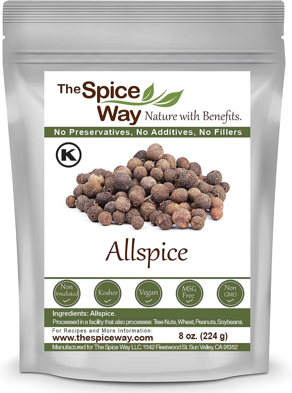 The Spice Way Allspice - Whole (8 oz) a multipurpose berry for curries, sauces, soups and even pastries