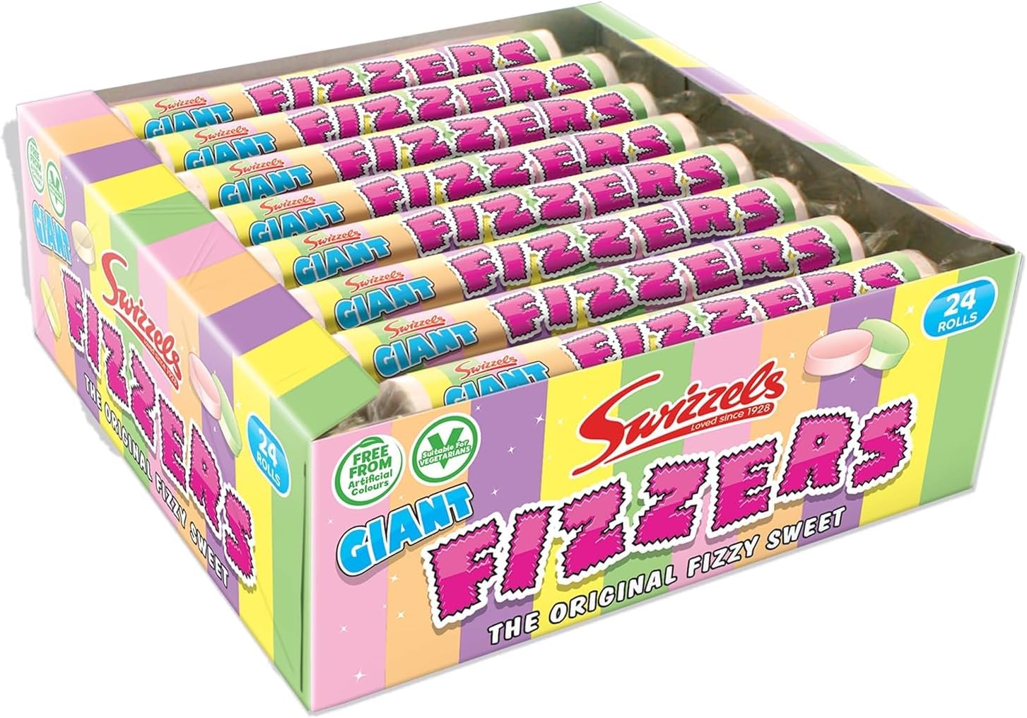 Giant Fizzers Swizzels Matlow Full Box of 24 Rolls by Swizzels Matlow