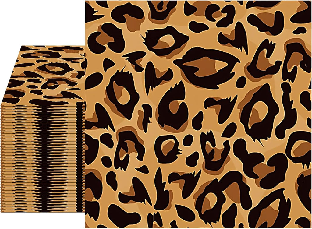40pcs Leopard Print Party Napkins Disposable Decorative Paper Napkins for Jungle Luncheon Napkins Animals Safari Cheetah Theme Birthday Party Supplies 6.5×6.5 Inch