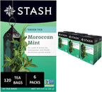 Stash Tea Moroccan Mint Green Tea - Caffeinated, Non-GMO Project Verified Premium Tea with No Artificial Ingredients, 20 Count (Pack of 6) - 120 Bags Total