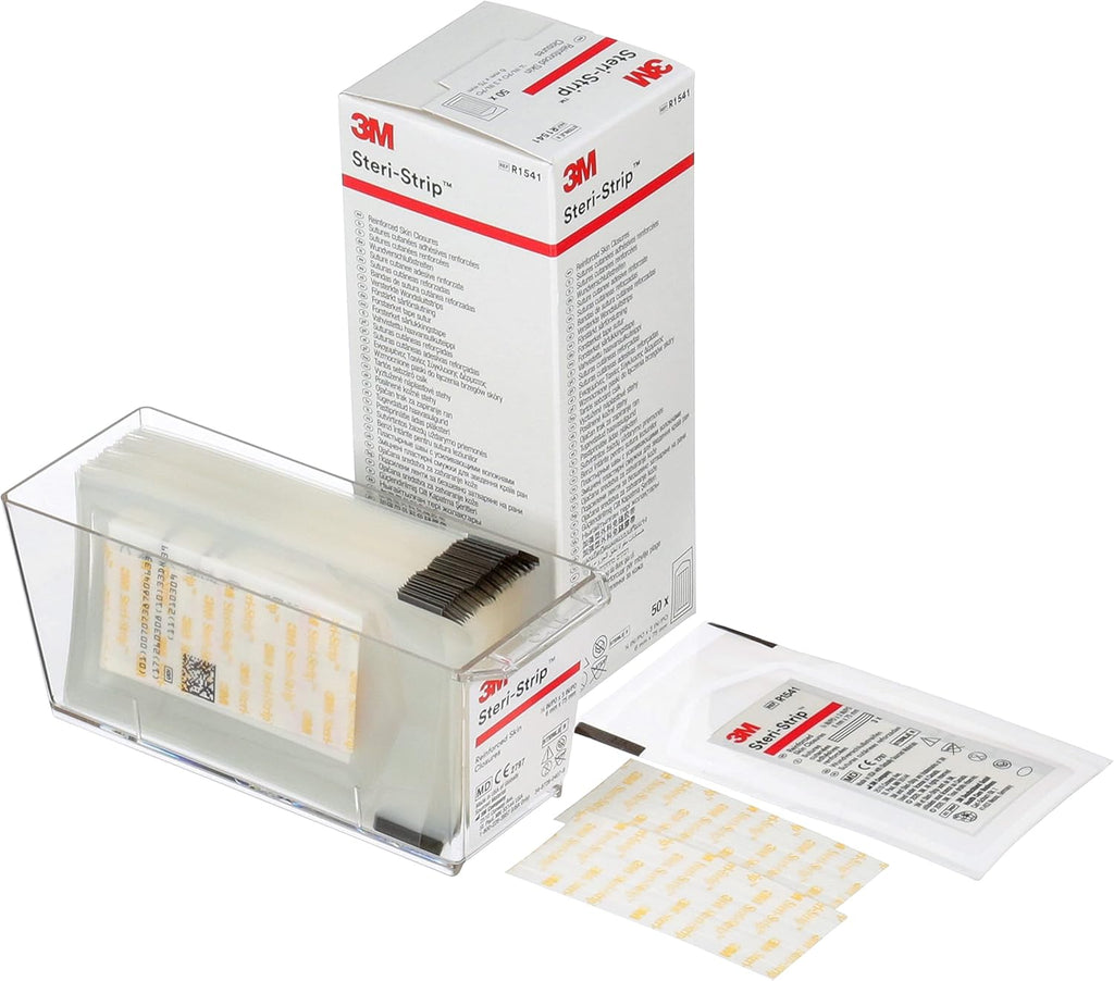 3M™ Steri-Strip™ Reinforced Adhesive Skin Closures, R1541, 1/4 in x 3 in (6 mm x 75 mm), 50 Bag/Carton, 4 Carton/Case