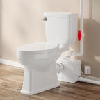 Macerating Toilet System, 800PRO HIGH POWER Macerator Pump with 4 Inlets & 2 Outlets for Kitchen Sink, Bathroom, Laundry, Easy Install Two Piece Upflush Toilet for Basement, Nano-glazed
