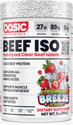BASIC SUPPLEMENTS Hydrolyzed Clear Beef Isolate Protein Powder, 27g Protein, 9 Essential Amino Acids, Gluten-Free, Fat-Free, Sugar-Free, Dairy-Free, Lactose-Free, Supports Muscle Protein Synthesis