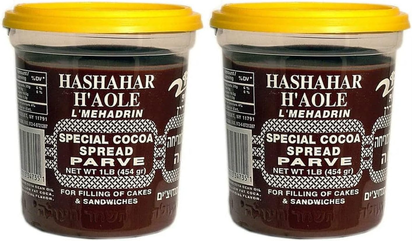 Hashahar Ha’ole Chocolate Spread | Parve (Non Dairy) Kosher, 16-Ounce 2 pack