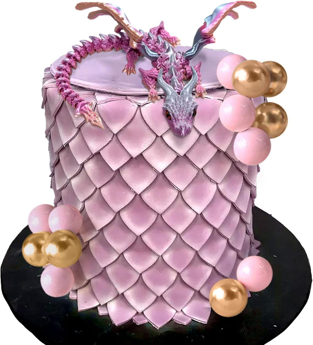 3D Printed Dragon Fantasy Fantasy Dragon Cake Topper Dragon Eggs Cake Decor Pink Balls Cake Decor for Baby Shower Birthday Wedding Party Supplies（Random colours）