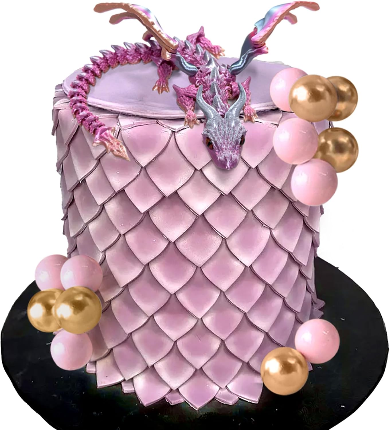 3D Printed Dragon Fantasy Fantasy Dragon Cake Topper Dragon Eggs Cake Decor Pink Balls Cake Decor for Baby Shower Birthday Wedding Party Supplies（Random colours）