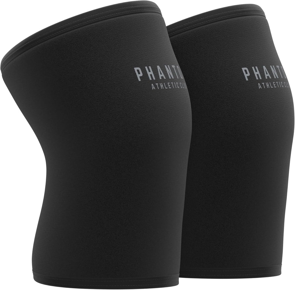 7mm Compression Knee Sleeves for Weightlifting Support, Powerlifting Strength, Heavy Squats, Cross Training, Gym Fitness, Sports – Strong Thick Neoprene Knee Braces for Men & Women (2 Pack, Medium)