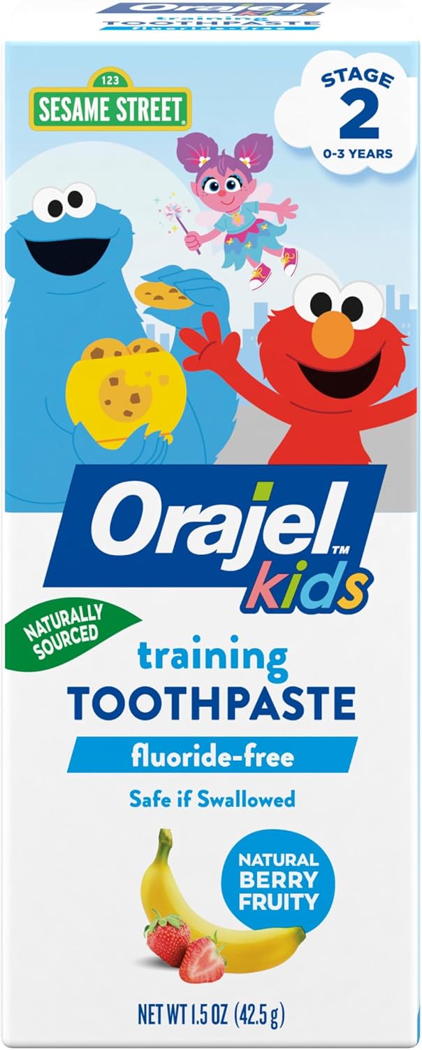 Orajel Kids Elmo Training Toothpaste Fluoride-Free; #1 Pediatrician Recommended Fluoride-Free Toothpaste*, 1.5oz Tube