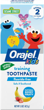 Orajel Kids Elmo Training Toothpaste Fluoride-Free; #1 Pediatrician Recommended Fluoride-Free Toothpaste*, 1.5oz Tube