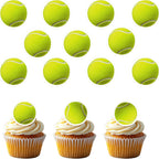 50 PCS Edible Tennis Cupcake Toppers Wafer Paper Sport Ball Cake Toppers Edible Tennis Party Decorations for Sports Themed Baby Shower Kids Boys Birthday Party Cake Decorations Supplies