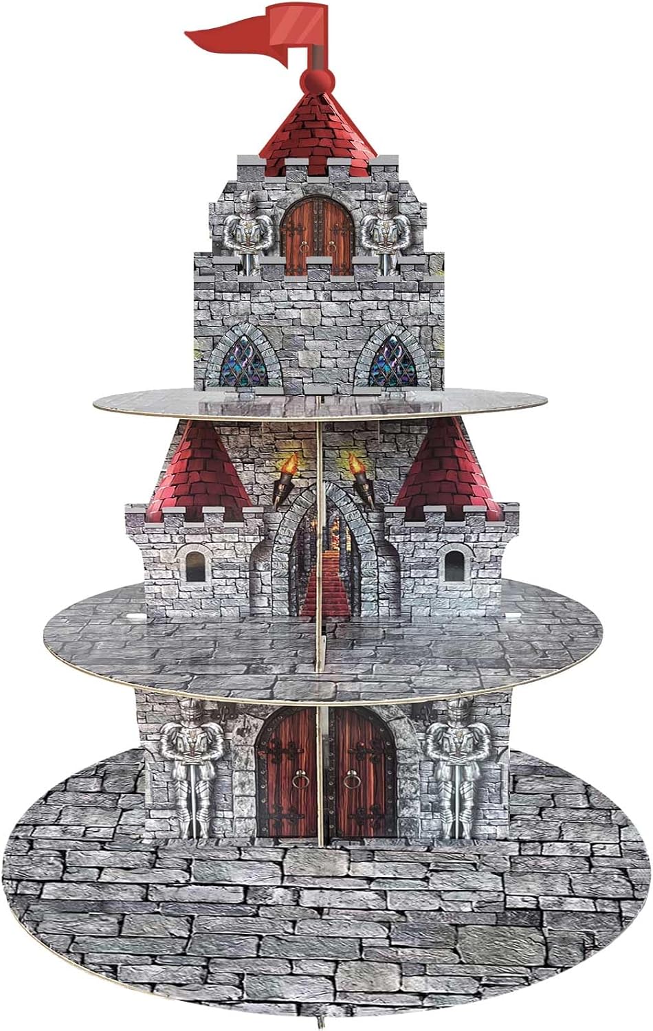 Medieval Castle Cupcake Stand Medieval Knight Birthday Party Decorations 3 Tiered Castle Dessert Cake Table Displays Dragon Baby Shower Birthday Party Decorations for Boy Girl