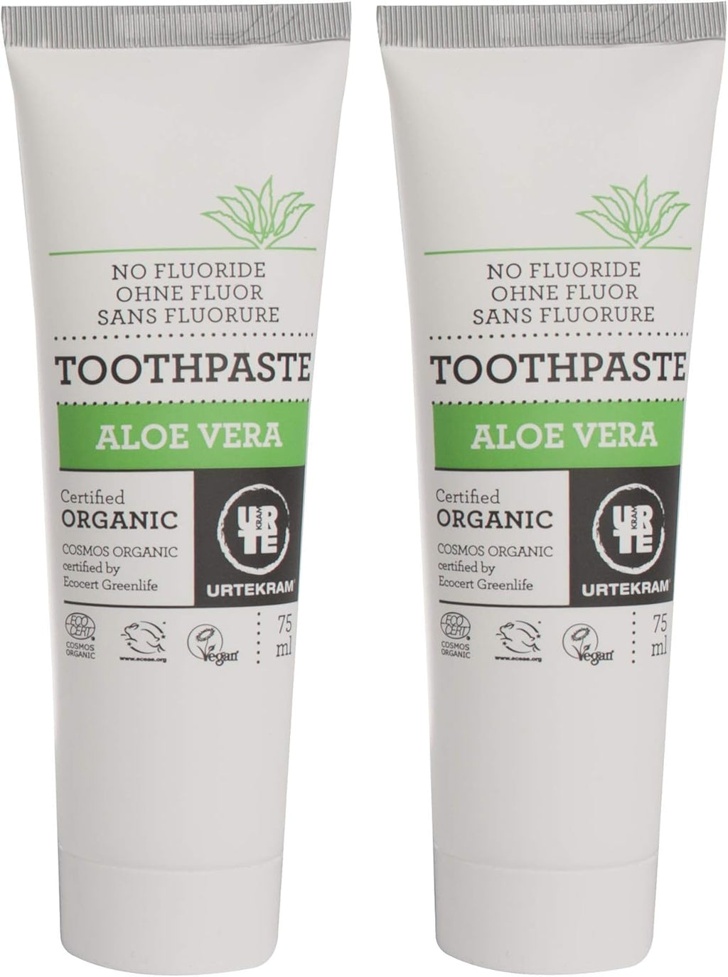 Urtekram Organic Aloe Vera Toothpaste 75ml (2 Pack)