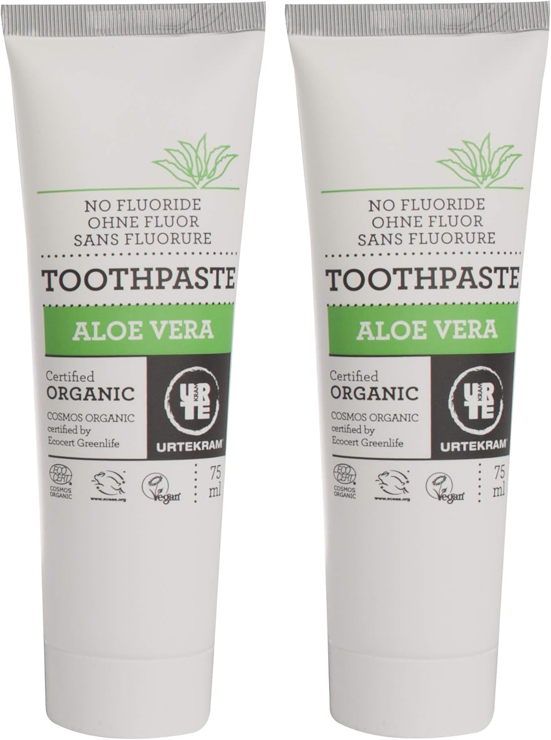 Urtekram Organic Aloe Vera Toothpaste 75ml (2 Pack)