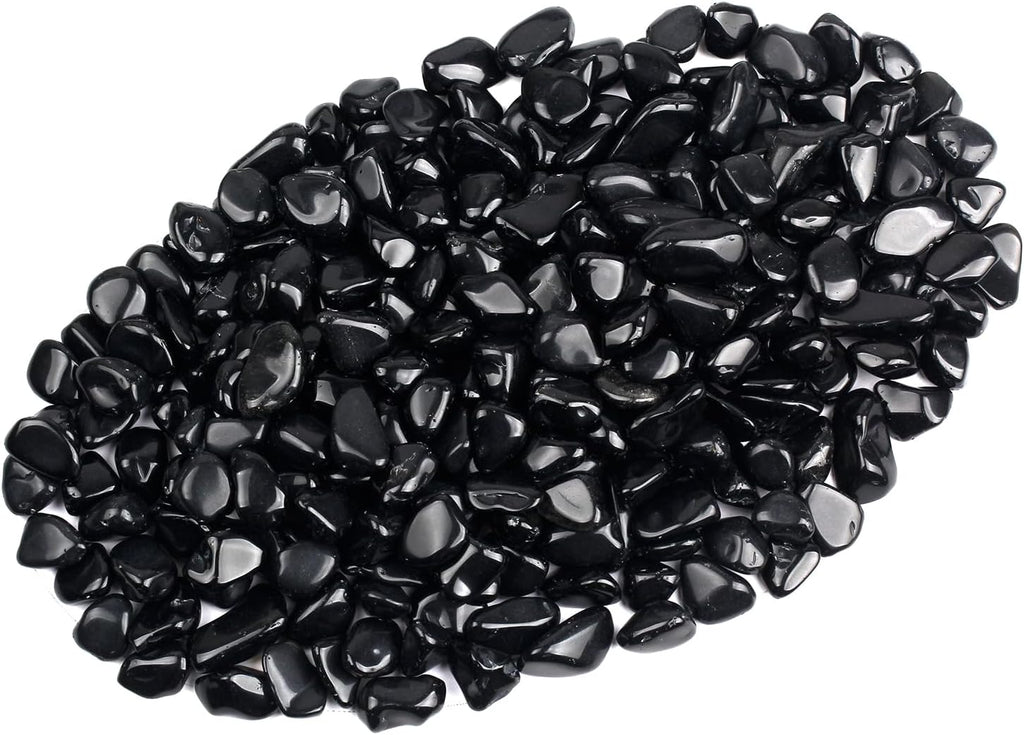 ZenQ 1 lb Black Obsidian Tumbled Stone Chips Crushed Natural Crystal Quartz Pieces