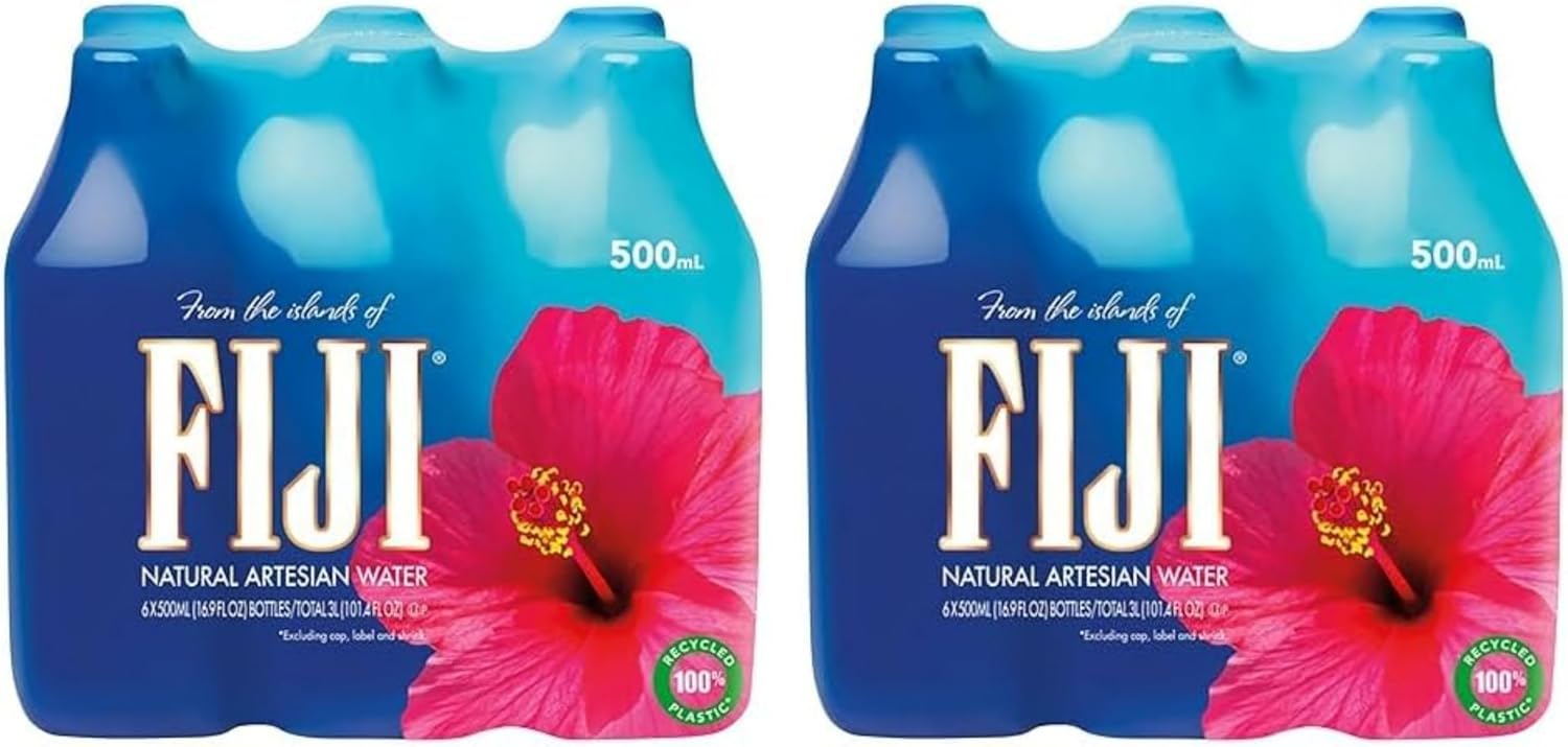 FIJI Water, 500 mL | Natural Artesian | Pack of 12 | Recycled Plastic