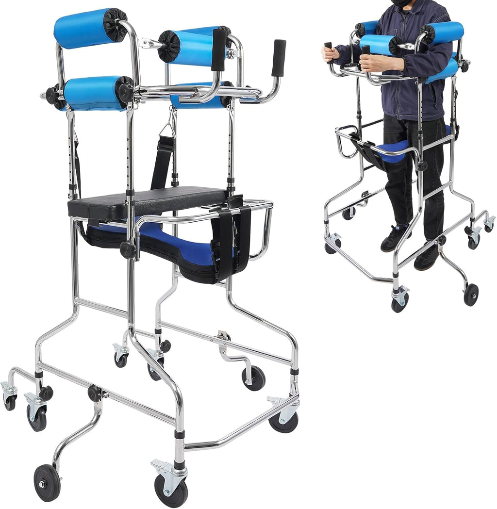 Standing Walking Aid for Seniors, Adult Walker Hemiplegia Rehabilitation Standing Frame, Lower Limb Training, Adjustable Height, Patient Upright Walker for The Disabled