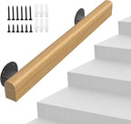 2FT Wooden Stair Handrails,Hand Railings for Stairs Indoor Outdoor Wall Mount Support Wood Handrails,Non-Slip Sturdy Staircase Handrail Safety Grab Bar Rod Complete Kit for Home,Lofts,Guardrail