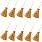 GXXMEI 10PCS Mini Brooms, Witch Straw Brooms, Doll House Dollhouse Accessories Props Miniature Artificial, Mini Furniture Halloween Decoration Accessory for Costume Cosplay Party, Decorations
